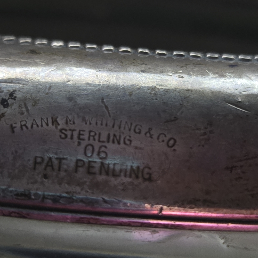 Sterling Silver and Glass Wine Bottle Coaster / Trinket Dish 7" Frank Whiting Co - Picture 12 of 12